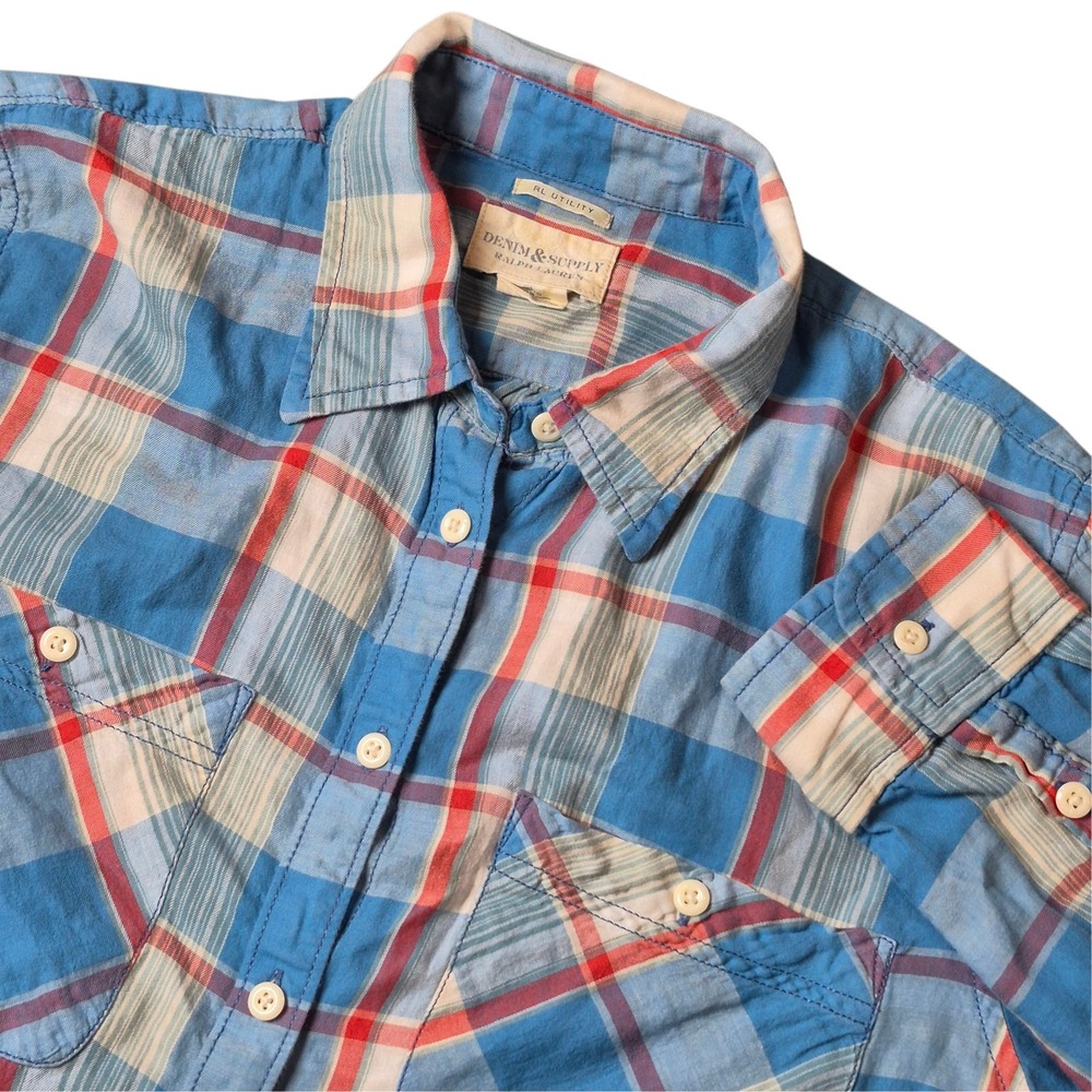 Denim & Supply Ralph Lauren Women's Large RL Utility Button Up Shirt Plaid‎